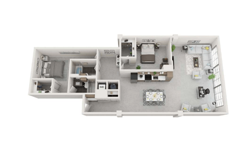 Floor plan for 2 beds, 2 baths, 1520 sqft